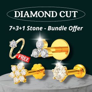 Diamond Cut Golden Ring Combo – 1+3+7 Rings